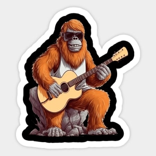 Bigfoot playing Guitar Sticker